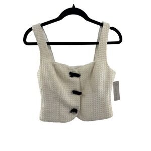 NWT Lizard Thicket Grace Cream Tweed Bow Accent Sleeveless Crop Top Small